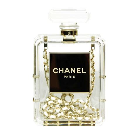 chanel plexiglass no. 5 perfume bottle bag|Chanel 5 bottle clutch.